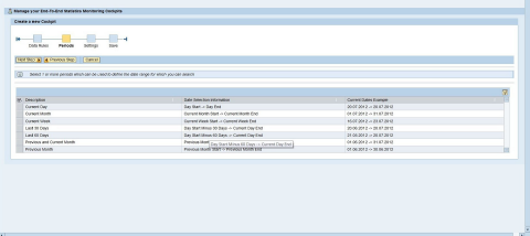 New Cockpit Wizard — Period Selection