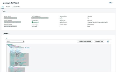 E2E Business User Message Detail - Payload